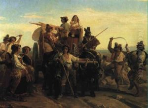 L'arrivo Dei Mietitori Nelle Paludi Pontine by Leopold-Louis Robert