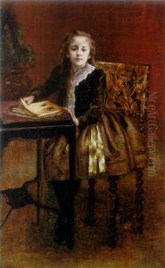 Portrait Of Fillette Lisant by Paul Robert
