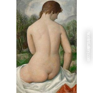 Sitzender Weiblicher Ruckenakt Im Freien by Paul Theophile Robert