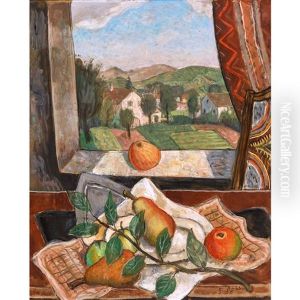 Obstschale Vor Offenem Fenster by Paul Theophile Robert