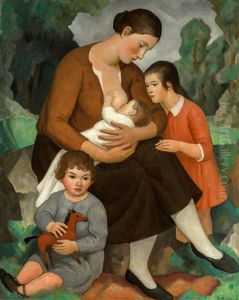 Mere Et Enfants by Paul Theophile Robert