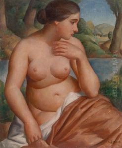 Nu Assis Au Visage Pensif by Paul Theophile Robert