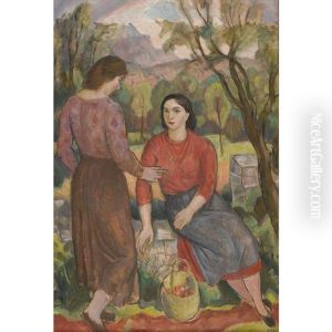 Deux Jeunes Filles En Conversation Deux Jeunes Filles En Conversation