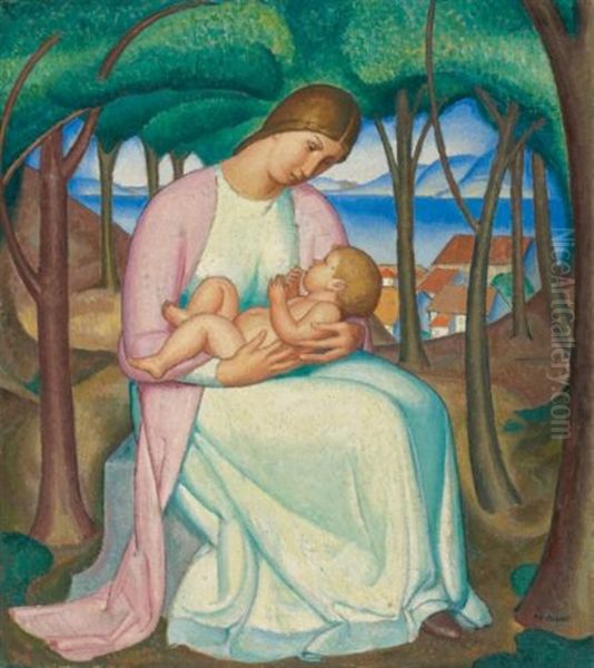Mere Et Enfant Au Paysage (mother And Child With Landscape) - view 1