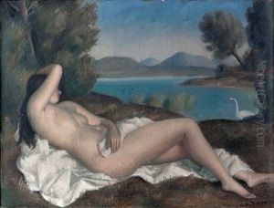 Weiblicher Akt - Leda Und Der Schwan by Paul Theophile Robert