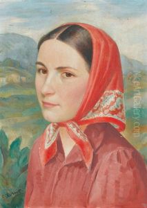 Jeune Paysanne Au Mouchoir Rouge by Paul Theophile Robert