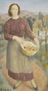 Junge Frau Mit Fruchtekorb by Paul Theophile Robert