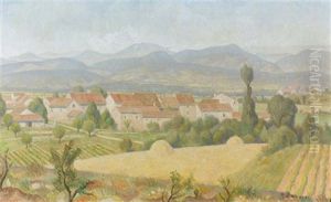 Sudliche Landschaft Mit Kleinem Dorf