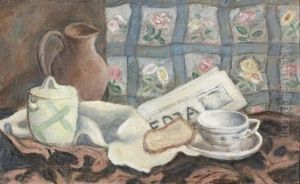 Stillleben Mit Morgendlich Gedecktem Tisch by Paul Theophile Robert
