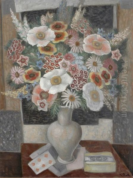 Stilleben Mit Blumen Und Spielkarte - view 1