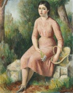 Portrat Einer Jungen Frau Mit Blumenkorb