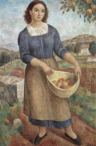 Junge Frau Beim Apfelpflucken - view 1