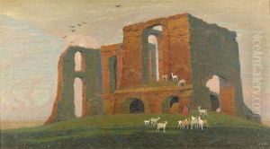 Schaferin Mit Ziegenherde Vor Romischer Ruine by Philippe Robert