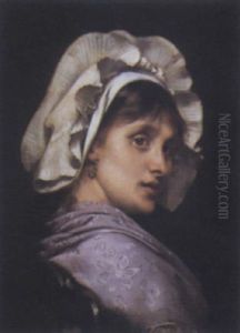 Portrait De Femme A La Coiffe Blanche by Tony Robert-Fleury