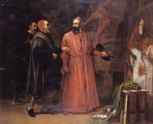 La Visite Dans L'atelier De Titien by Tony Robert-Fleury
