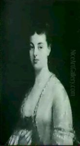 Portrait De Jeune Femme Devant Un Decor Chinois by Tony Robert-Fleury