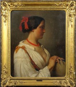 Jeune Femme Au Tambourin by Albert Pierre Roberti