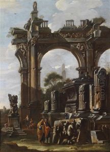Capriccio Mit Ruinen Und Figuren by Domenico Roberti