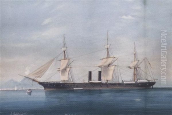 The U.s.s. "congress" Lying At Her Mooring Off Naples - view 1