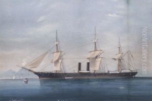 The U.s.s. "congress" Lying At Her Mooring Off Naples