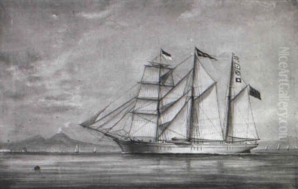 Blue And White Entering Naples Bay 1877, - view 1