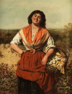 Junge Frau Mit Eierkorb