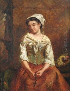 A Young Fruit Seller Holding A Rosary