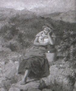 Young Girl With A Water Jar In A Landscape Young Girl With A Water Jar In A Landscape
