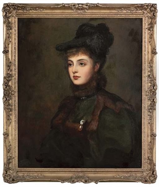 Portrait Of Lady Margaret Scott In A Fur-trimmed Green Coat And Hat - view 1