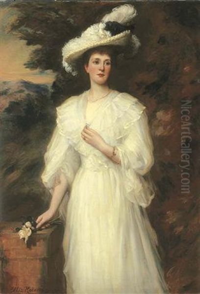 Portrait Of Edith, Lady Cunard, In A White Dress - view 1