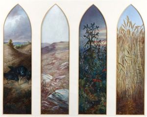 The Four Seasons (set Of 4, Mounted Together) by Henry Larpent Roberts