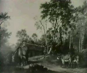 A Boy Hunter/landscape With Horse And Burros