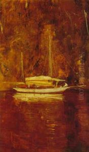 Sunset On The Yacht, Hastings River by Thomas William Roberts