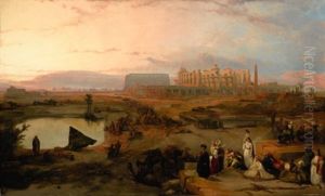 Ruins Of The Great Temple At Karnak, Sunset by David Roberts