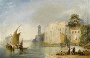 A Venetian Harbour Scene by David Roberts