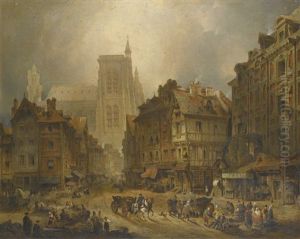 Le Marche Au Ble At Abbeville, From The Grande Place