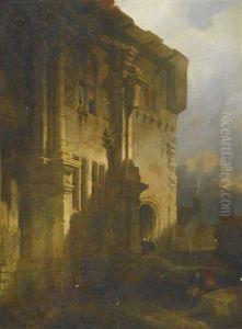 Part Of The South Front Of The Courtyard Of Falkland Palace by David Roberts
