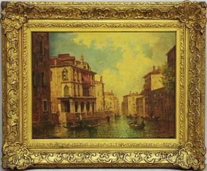 Scorcio Veneziano Con Palazzi, Canali E Gondole