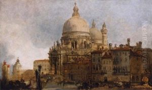 A View Of The Church Of Santa Maria Della Salute, On The Grand Canal, Venice, With The Dogana Beyond by David Roberts