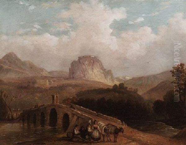 Spanische Berglandschaft Mit Brucke - view 1