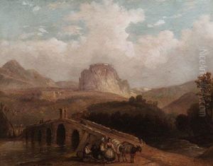 Spanische Berglandschaft Mit Brucke Spanische Berglandschaft Mit Brucke
