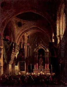 View Of The Interior Of The Cathedral Of Angouleme by David Roberts
