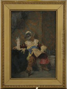 Interior Med Man Med Varja I 1600-talsdrakt by Agnes, Agneta Borjesson