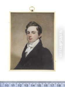 A Young Gentleman Of The Harwood Family, Wearing Dark Blue Coat, White Waistcoat, Chemise, Stock And Tied Cravat