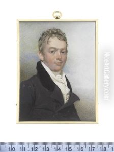 A Gentleman Of The Harwood Family, Wearing Dark Grey Coat With Black Collar, White Waistcoat, Frilled Chemise, Stock And Cravat