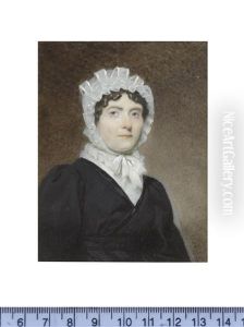 A Lady, Called Ann Boxill, Wearing Black Dress, White Underslip With Frilled Collar, Her Dark Hair Curled And Upswept Beneath A Frilled Lace Mob Cap