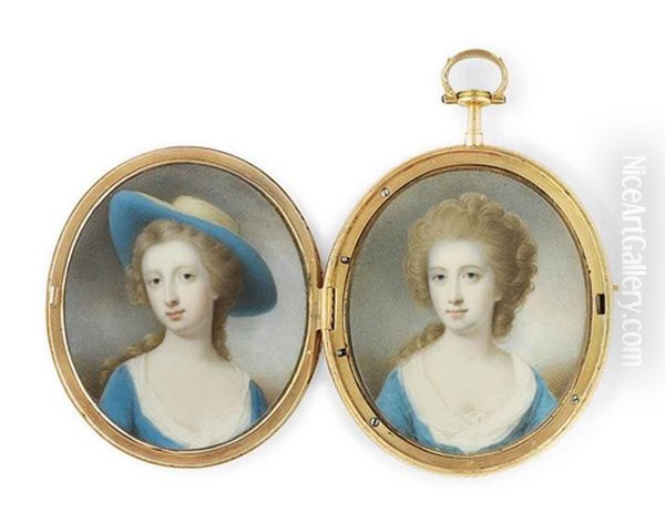 Double-portrait Of Jane, Countess Of Kingston, Nee Caulfeild, In Decollete Blue Dress With White Underdress, Fair Curling Hair, And Mrs Malcott (in 2 Parts) - view 1