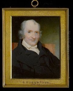 A Gentleman, Wearing Black Coat And Waistcoat, With Tied White Stock, Seated In A Red Armchair