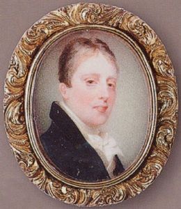 A Gentleman, Wearing Blue Coat With Black Collar, Yellow Waistcoat And Frilled Cravat