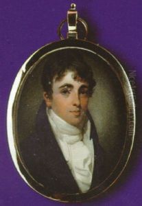 A Gentleman Wearing Blue Coat, White Waistcoat, Stock And Frilled Cravat by Andrew Robertson